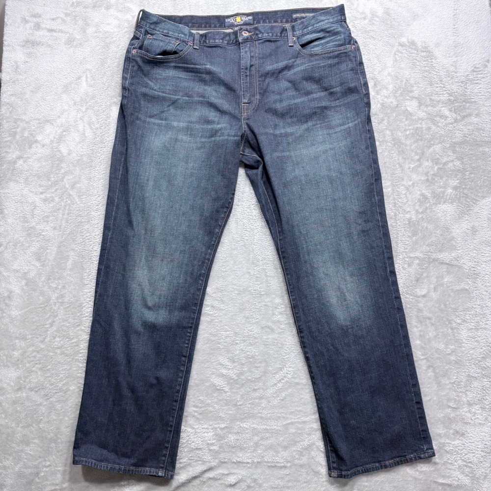 Lucky Brand‎ 181 Relaxed Straight Jeans Mens 42x32 Dark Wash Blue Stretch Denim